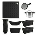 thumbnail image 1 of 6Pcs Black Cast Iron Handle Covers Heat Resistant, Silicone Rubber Mats Heat Pads, Silicone Assist Handle Holder, Hot Skillet Handle Covers Pot Grip, Nonslip Pan Holder Sleeve for Cookware, 1 of 7