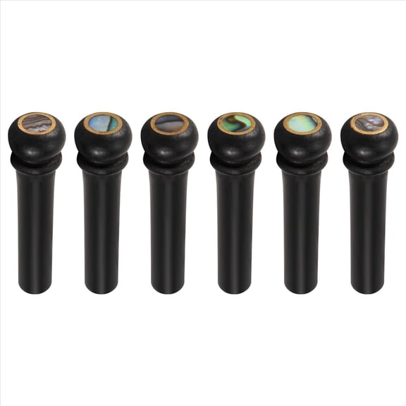WM25 6Pcs Black Ebony Shell Guitar Bridge Bone Pins Set with Green Abalone Dot For Acoustic G
