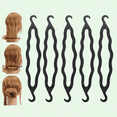 thumbnail image 1 of 6Pcs Black Plastic Bun Maker Curler Donut Bun Shaper Hair Holder Clip Magic Roll Bun Hair Twist Braiding Tool Hairdressing Hair Styling Accessories For Women Girls, 1 of 5