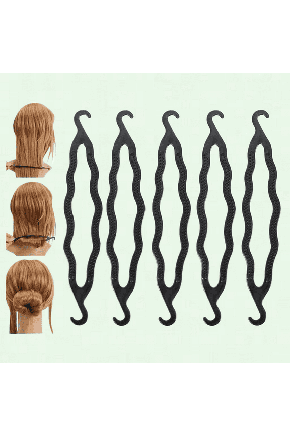 6Pcs Black Plastic Bun Maker Curler Donut Bun Shaper Hair Holder Clip Magic Roll Bun Hair Twist Braiding Tool Hairdressing Hair Styling Accessories For Women Girls