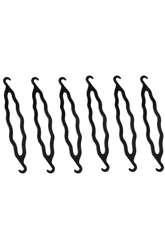 6Pcs Black Plastic Bun Maker Curler Shaper Magic Donut Hair Twist Braiding Tool Ponytail Roll Bun Braid Bud Hair Clip Styling Accessory