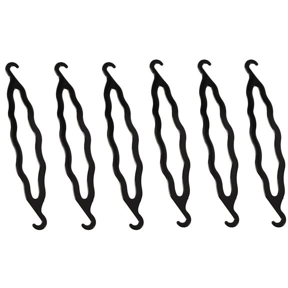 6Pcs Black Plastic Bun Maker Curler Shaper Magic Donut Hair Twist Braiding Tool Ponytail Roll Bun Braid Bud Hair Clip Styling Accessory