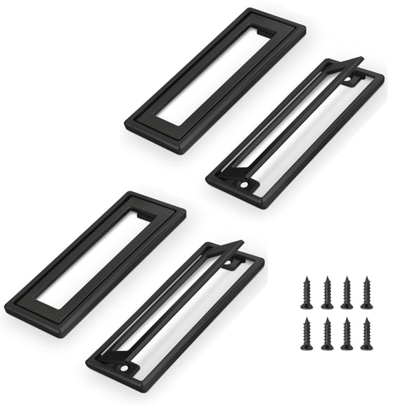 6Pcs Black Square Recessed Flush Door Pull, Handles for Cabinets and Drawers Zinc Alloy, Metal Trap Door Recessed Pull Handles Flat, Square Hatch Pull Handle for Cupboard