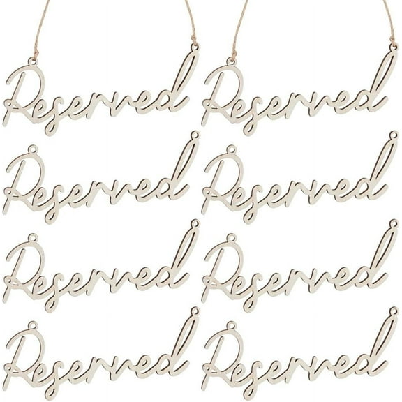 6Pcs Blank Wood Reserved Sign Hanging Rustic Reserved Seats Sign Letter Sign Chair Back Decoration Dining Table Decor with Hanging Rope for Wedding Church Banquet Restaurant 2.81x7.48 Inch PapayaWhip