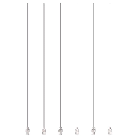 6Pcs Blunt Tip Dispensing Needle with Luer Lock Long Needle Applicator Needles for Liquid Measuring Epoxy Craft Stainless Steel Color 26.2x0.6x0.6cm