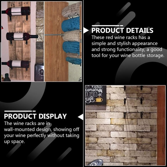 LITINKIMI 6Pcs Wall Mounted Iron Wine Bottle Stands Black Creative Display Racks
