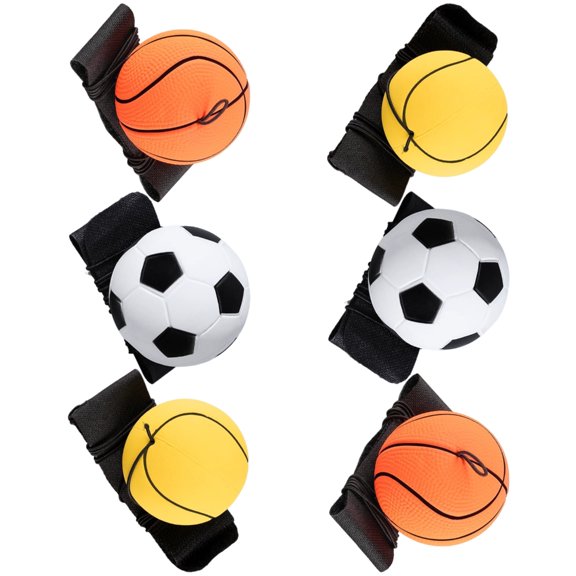 6Pcs Bouncing Ball Wrist Strength Trainer Wristbands Football Return Baseball Sports Wrist Balls for Kids Adults