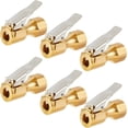 thumbnail image 1 of 6Pcs Brass Air Chuck Golden Metal Tyre Inflatable Clamp Allows Direct Connection to Air Compressor Hoses Open Flow Straight Lock-On Tire with Clip, 1 of 5