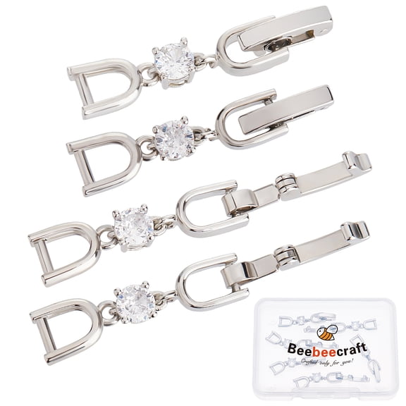 6Pcs Brass Extender Chain with Cubic Zirconia Necklace & Bracelet Extender Accessories Platinum 35x6mm