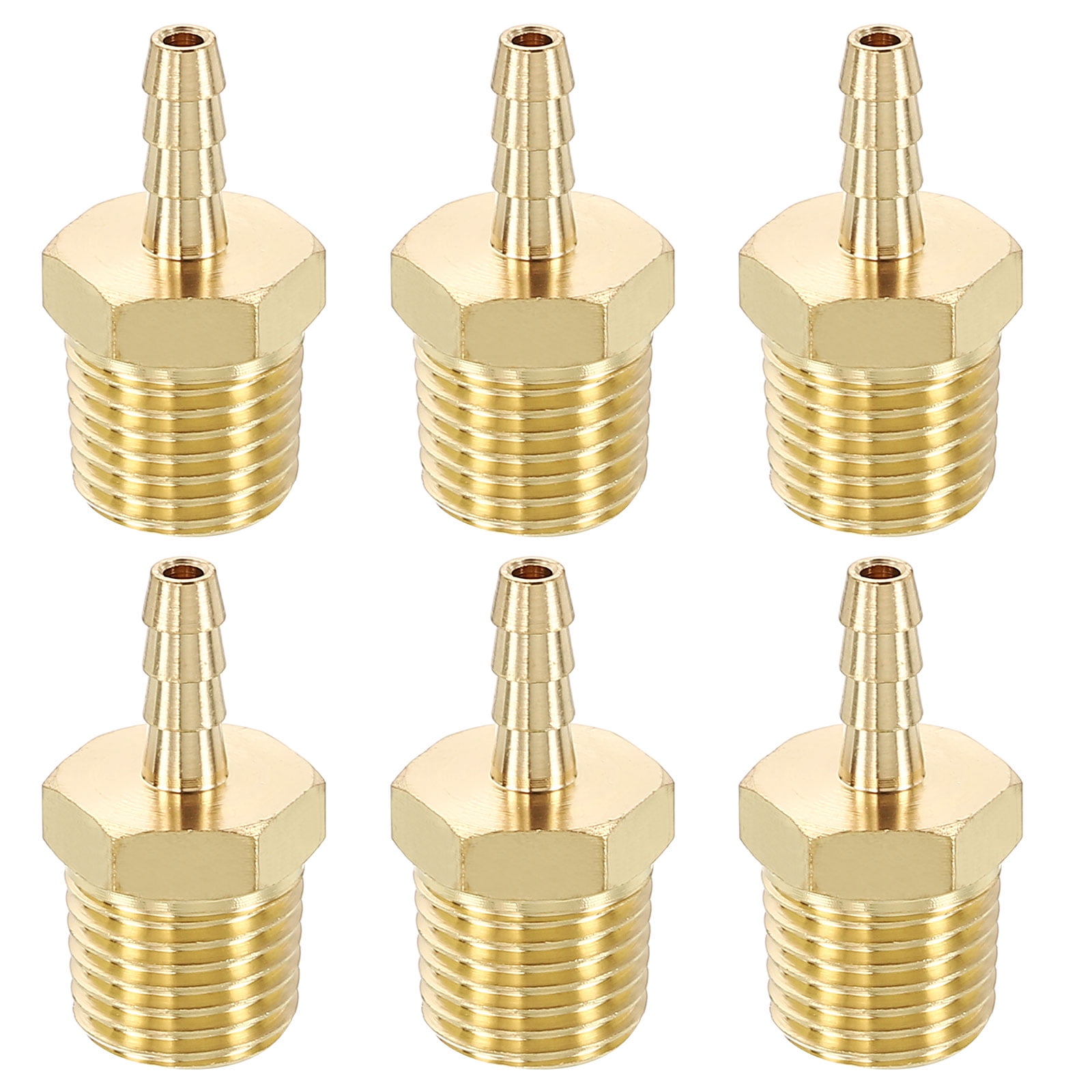 Raccordo Adattatore In Ottone 3/8" Barb X 1/4" NPT Maschio - 3 Pezzi - Per Tubi