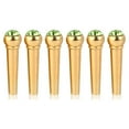 thumbnail image 1 of 6Pcs Brass Made Guitar Bridge Pins with Crystal Glass Dot Decor Music Instrument Parts Green, 1 of 8
