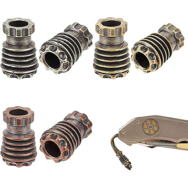 6Pcs Brass Paracord Beads 5mm Hole Knife Lanyard Cord Beads for