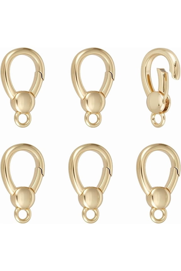 6Pcs Brass Spring Gate Rings Teardrop Cadmium Free Lead Free Long-Lasting Plated Real 18K Gold Plated 16x9x3.5mm Hole: 1.6mm for DIY