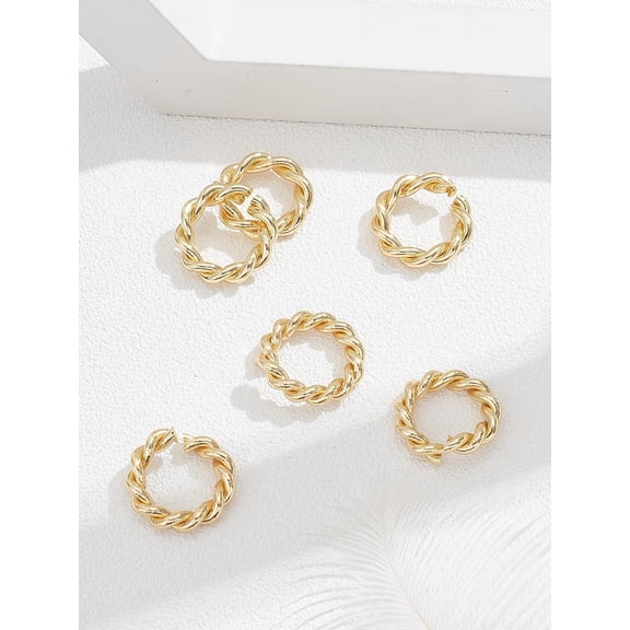 6Pcs Brass Twist Open Jump Rings Textured Gold Filled Jump Rings Necklace Clasping and Closures for DIY Keychain Clips Jewelry Making 17-17.5x3.5mm Inner Diameter: 11-11.5mm for DIY