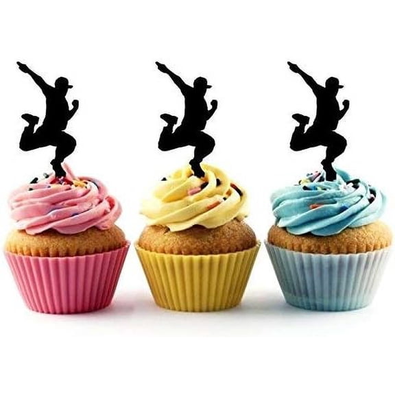 6Pcs Breakdancer Hip Hop Dancer Silhouette Acrylic Cupcake Toppers for Dance Themed Party Supplies