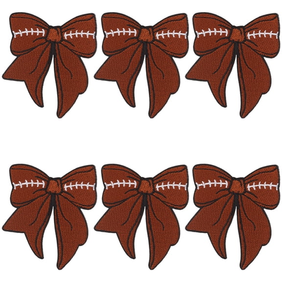 6Pcs Brown Patches Iron On Coconut Rugby Pattern Embroidered Cute Applique Badge Sew On Football Bowknot Sports Repair Patch diy