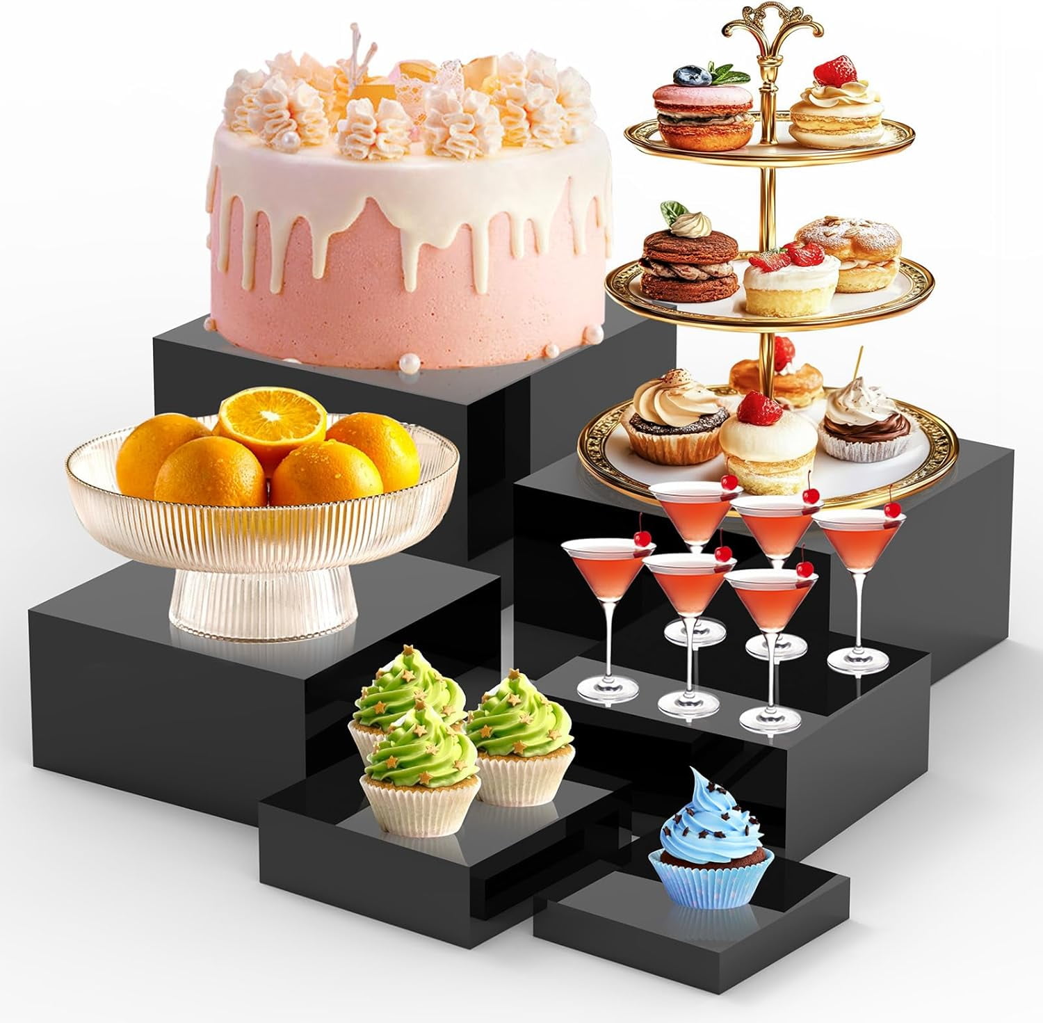 6Pcs Buffet Risers,Food Risers for Buffet Table Display Stand Shelf for ...