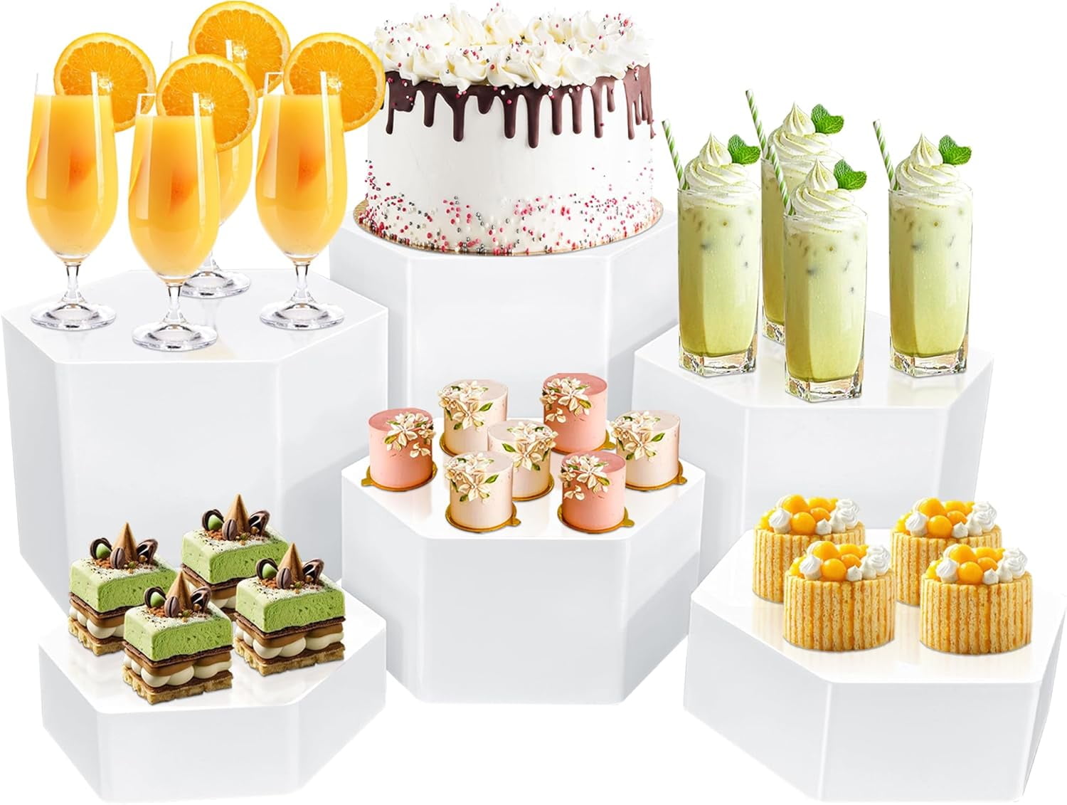 6Pcs Buffet Risers, Food Risers for Buffet, Acrylic Boxes for Display ...