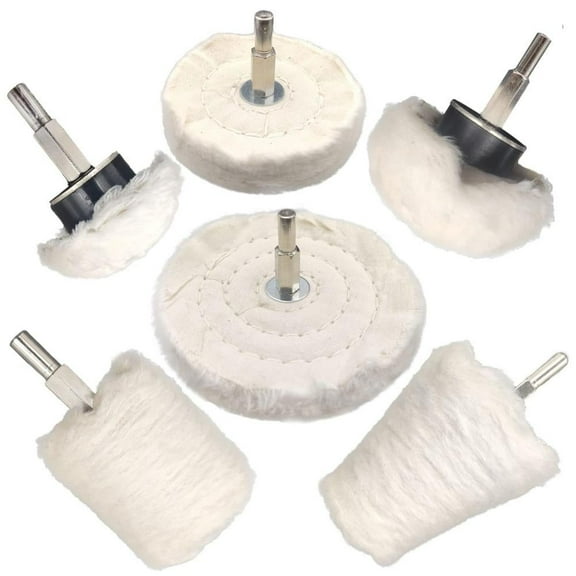 6Pcs Buffing Wheel for Drill,Buffing Pad Polishing Wheel Kits,Wheel Shaped Polishing Tool for Metal Aluminum,Stainless Steel,Chrome,Jewelry,Wood,Plastic,Ceramic,Glass,Etc
