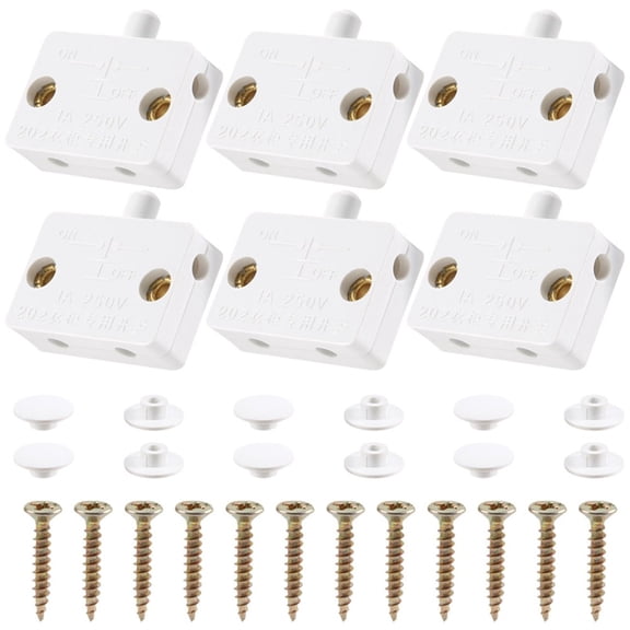 6Pcs Cabinet Switch Door Contact Switch 250V Furniture Door Chest Switch Electric Light Switch Press Touch Door Control Switch