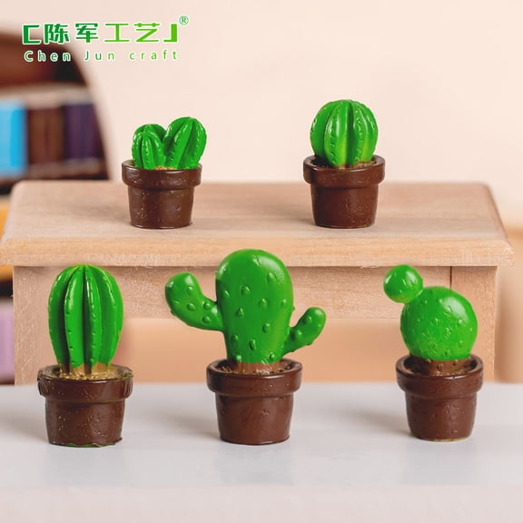 6Pcs Cactus Ornament Micro Landscape Cactus Ornament Bonsai Decor Craft Planter Decoration
