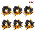 thumbnail image 1 of YIBONIKA 6-Piece Candle Holder Set with Artificial Maple Leaf and Sunflower, Halloween Home Decor, 1 of 6