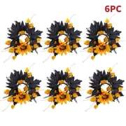 YIBONIKA 6-Piece Candle Holder Set with Artificial Maple Leaf and Sunflower, Halloween Home Decor