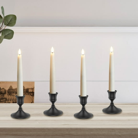 6Pcs Candlestick Holders Vintage Metal Taper Candle Holders Black/Gold Candle Holder Set Decorative Nonslip Candle Stick Holder for Wedding Dinning Party