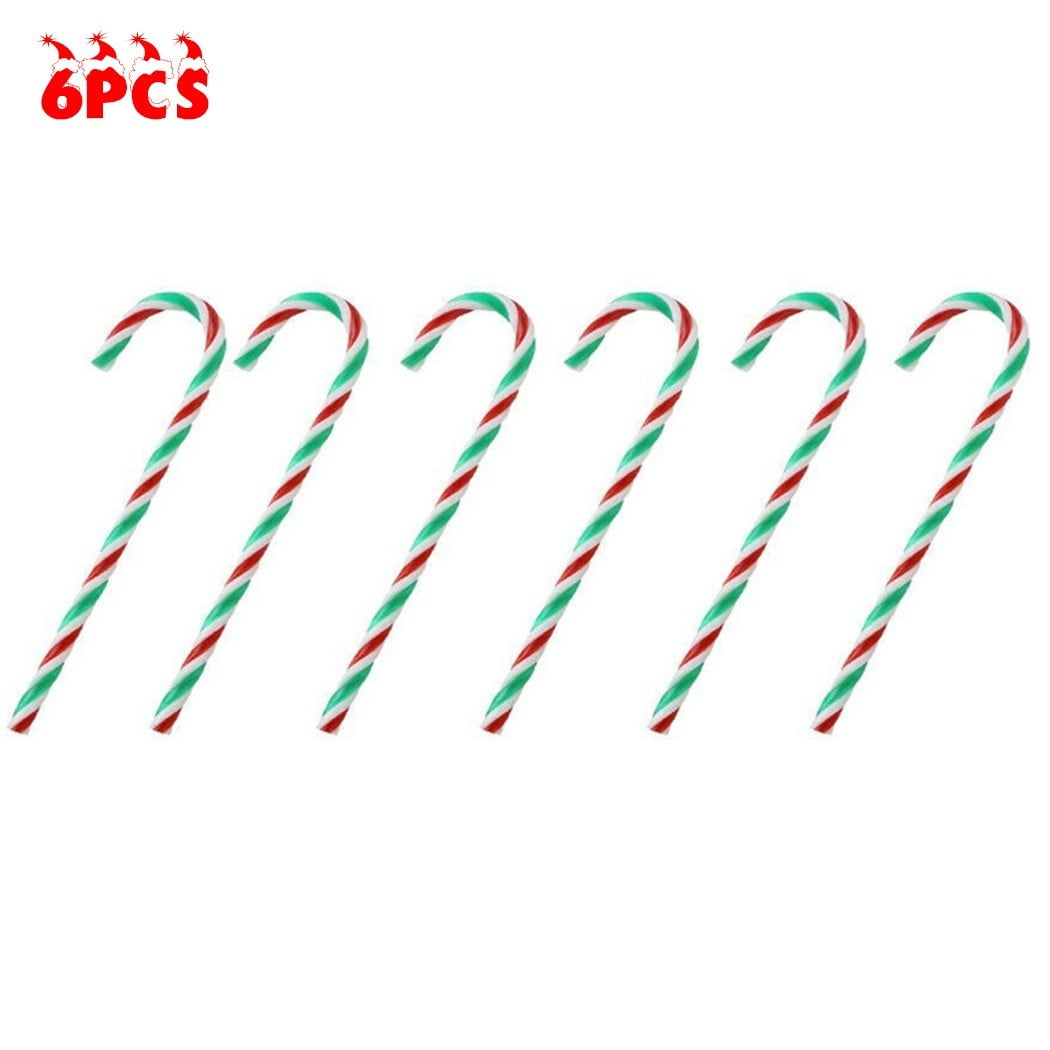 6Pcs Candy Canes Christmas Tree DecorationsPlastic Peppermint Candy