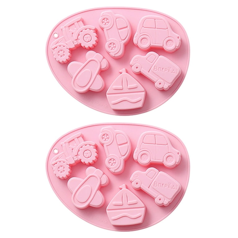 Sohindel 6pcs Car Silicone Molds Cars Shape Chocolate Candy Molds Jello Mold for Kids Cute Race Car Mold for Making Handmade Cake - Pink, Kids Unisex, Size