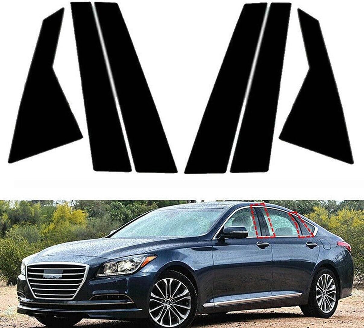 6Pcs Car Window Pillar Posts Door Trim Cover for Hyundai Genesis G80 ...