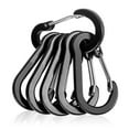 thumbnail image 1 of 6Pcs Carabiner Spring Snap Clip D Shape Lock Hiking Backpacking Tools (Black) Outdoor Camping Tools, 1 of 7