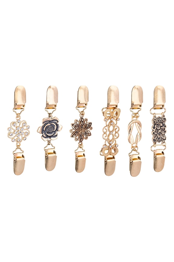 6Pcs Cardigan Clip for Women Cardigan Shawl Scarf Collar Clips Sweater Fasteners Clasp for Clothing Embellishments