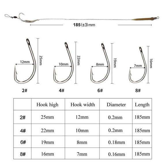 6Pcs Carp Fishing Hair Rigs Curved Barb Leader Hooks With Boilie Bait Rig Stops Fishhook Chod Hair Rigs Hooks A 4# Fangkenuo