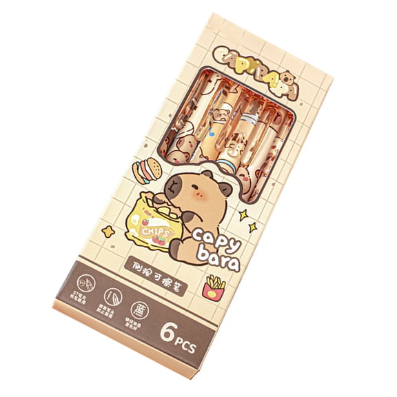 6Pcs Cartoon Erasable Gel Pen 0.5mm Retractable Gel Pen Quick Drying Gel Pen for Student Writing Journaling