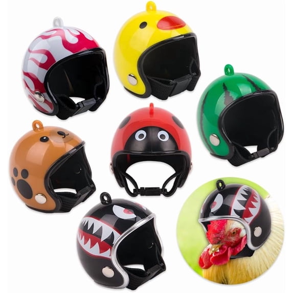 6Pcs Cartoon Small Pet Hard Hat Creative Mini Animal Hats Pet Costume Bonnet Fun Chicken Helmet with Adjustable Elastic Strap Safety Headwear (Random Color)