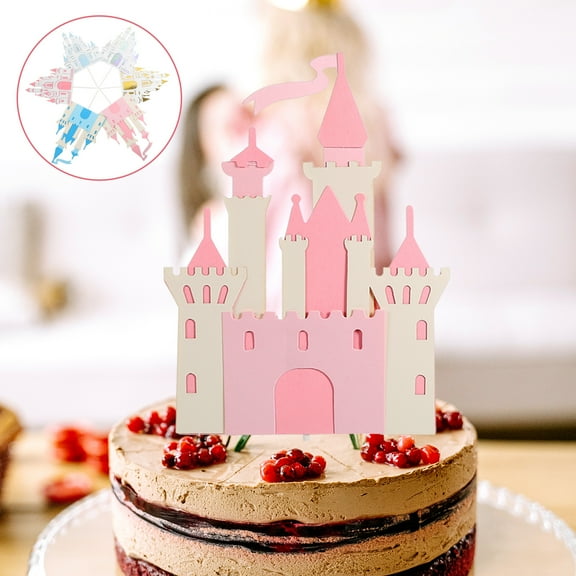 6Pcs Castle Cake Decor Castle Birthday Cake Ornament Girls Kids Baby Birthday Party Supplies