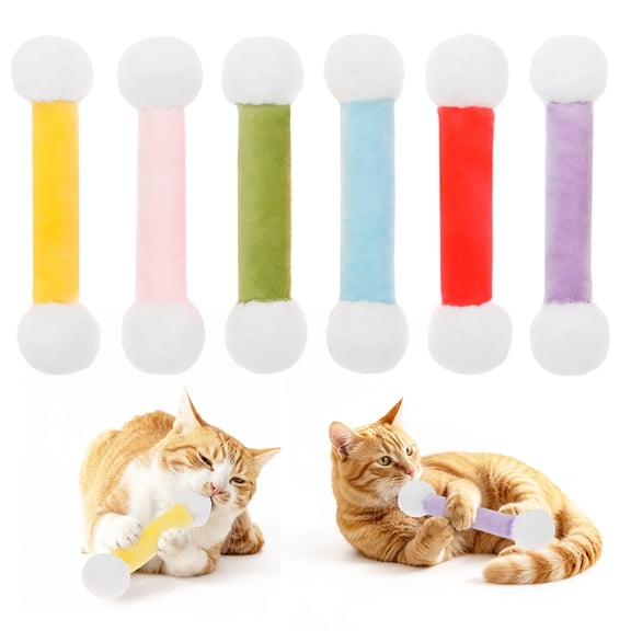 6Pcs Cat Q Tip Toy, Cotton Swabs Cat Toys with Catnip （6 Color）