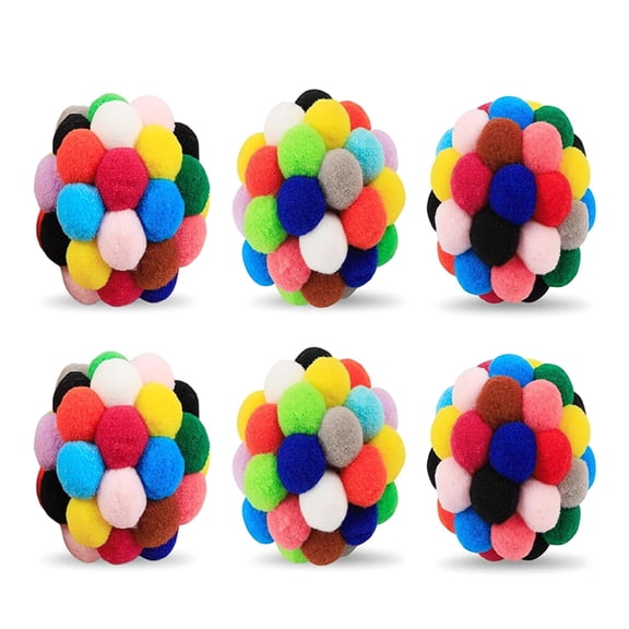 6Pcs Cats Ball Cats Toy Kitten Toy with Sound for Cats Teething Chewing Ball with Bells for Cats to Exercise Gift