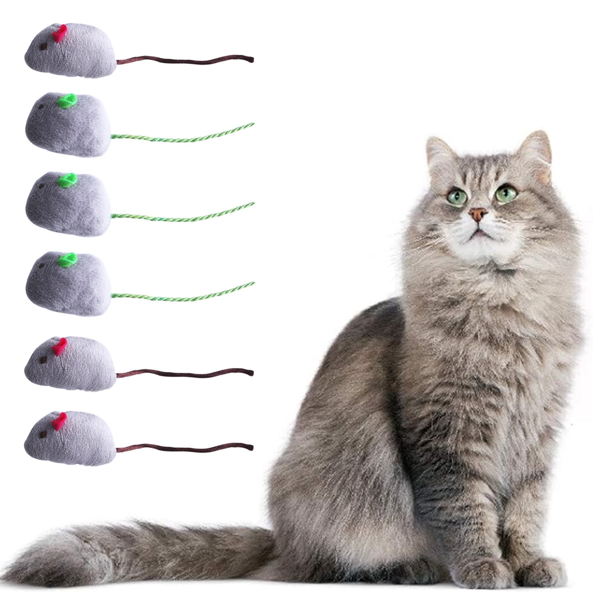 6Pcs Cats Mouse Plush Cat Toys Realistic Cute Kitten Mice Filled Catnip ...
