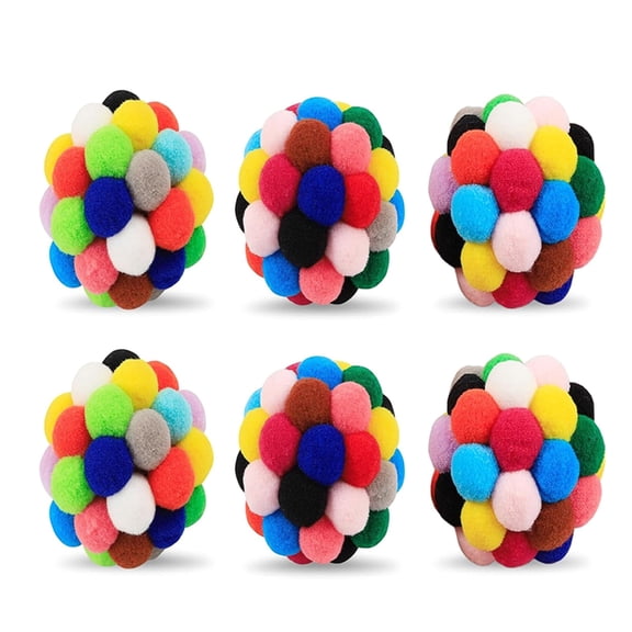 6Pcs Cats Teething Toy Colorful Ball Shape for Kitten Chew Better Attract Cats Cartoon Ball Shape Exercise Training