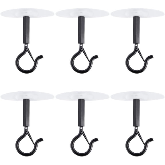 6Pcs Ceiling Mosquito Net Hooks Black Strong Self-Adhesive Canopy Bed Hooks 6cm Bunk Bed Hanger Hook Swivel Ceiling Lock Hangers