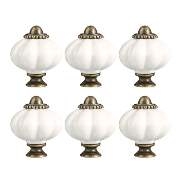 6Pcs Ceramic Cabinet Knob Drawer Pulls Pumpkin Shape Furniture Decorative Handle for Kitchen Cupboard Wardrobe Enduring