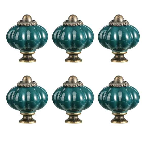 6Pcs Ceramic Pumpkin Cabinet Knobs, Kitchen Drawer Pulls Handles for Wardrobe Cupboard Furniture Hardware