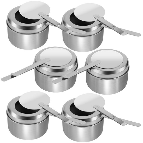 6Pcs Chafing Fuel Holder Stainless Steel Fuel Holder with Safety Cover Round Chafe Wick Fuel Holder Rustproof Canned Heat Fuel Box Holder for Chafing Dish Buffet Barbecue Chafers