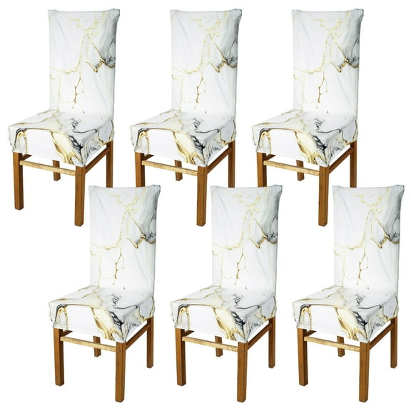 6Pcs Chair Seat Cover Anti Slip Stretch Decorative Chair Protector Slipcover Removable Washable Polyester Kitchen Desk Cover for Dining Room Home Kitchen