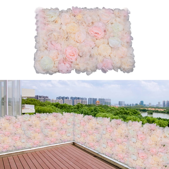 6Pcs Champagne Flower Wall Panel Floral Backdrop Artificial Flower Silk Rose Background Home Wedding Party Decor