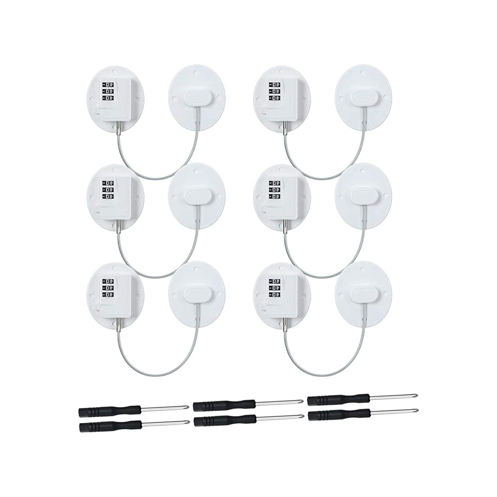 6Pcs Child Safety Cabinet Lock Refrigerator Lock for Cabinets Toilet Window White
