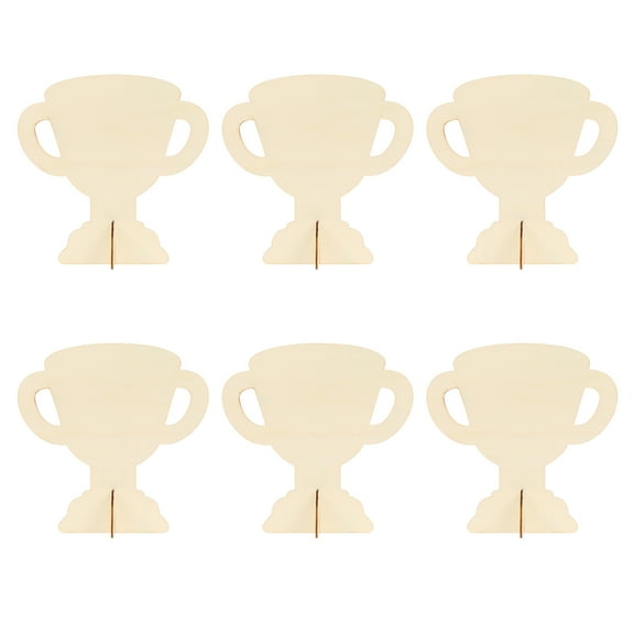 6Pcs Children Handcraft Trophies DIY Toys Handcraft Trophies (Wood Color)