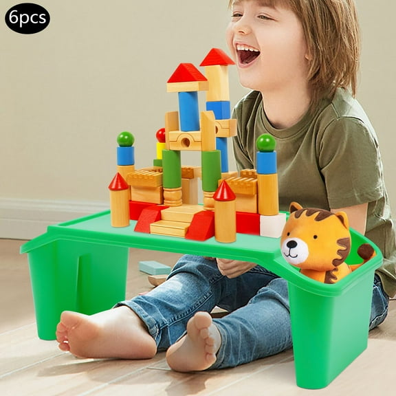6Pcs Children Kids Lap Desk with Side Pockets Multipurpose Activity Dining Table